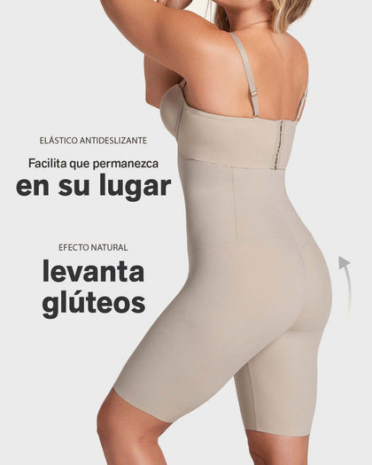 Faja pantalón de tiro alto con compresión en abdomen y cintura#color_801-cafe-medio