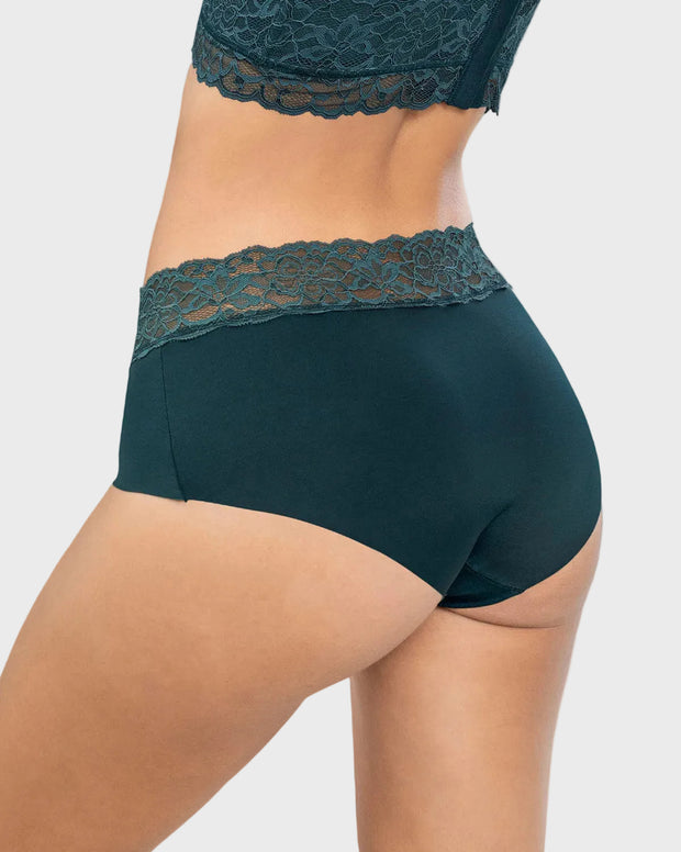 Panty hípster en tela ultraliviana con franja de encaje