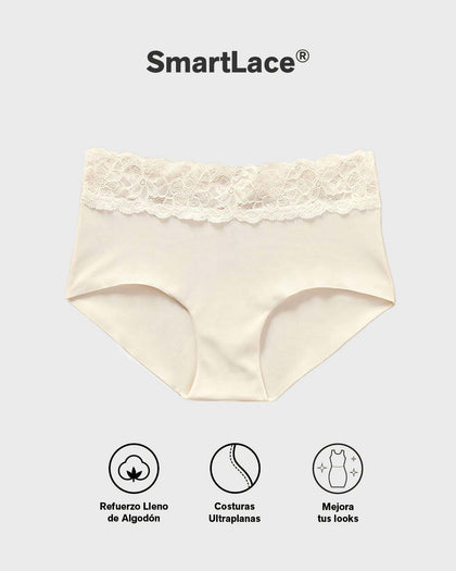 Panty hípster en tela ultraliviana con franja de encaje#color_c06-marfil-estampado-hojas