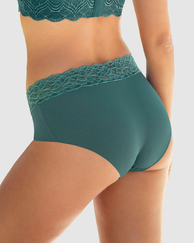 Panty hípster en tela ultraliviana con franja de encaje