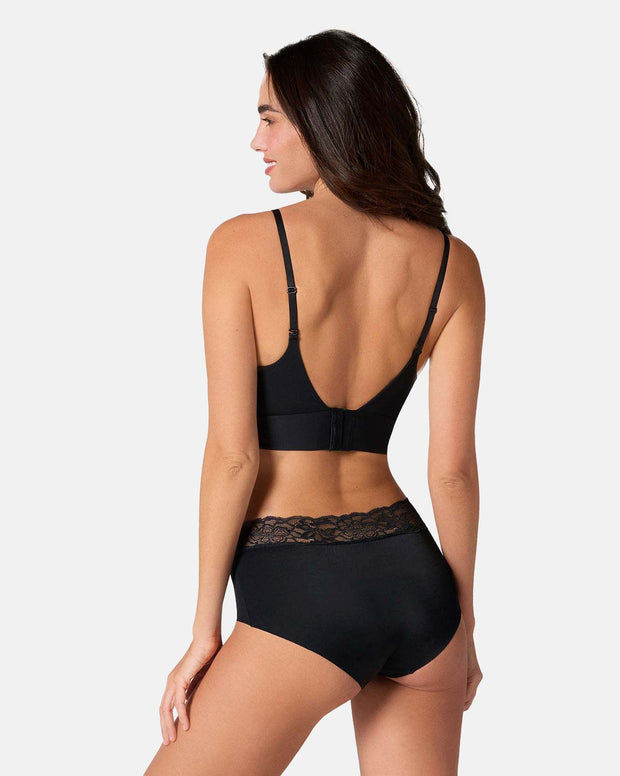 Panty hípster en tela ultraliviana con franja de encaje
