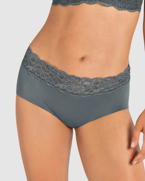 Panty hípster en tela ultraliviana con franja de SmartLace®#color_706-gris-oscuro