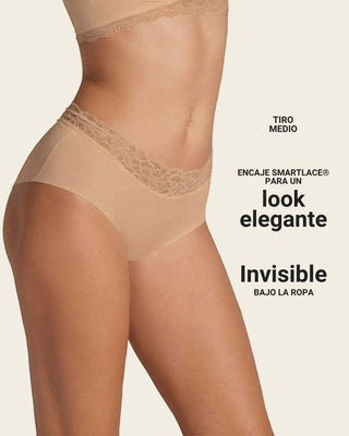 Panty hípster en tela ultraliviana con franja de encaje#color_c04-marfil-estampado