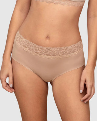 Panty hípster en tela ultraliviana con franja de SmartLace®#color_802-cafe-claro