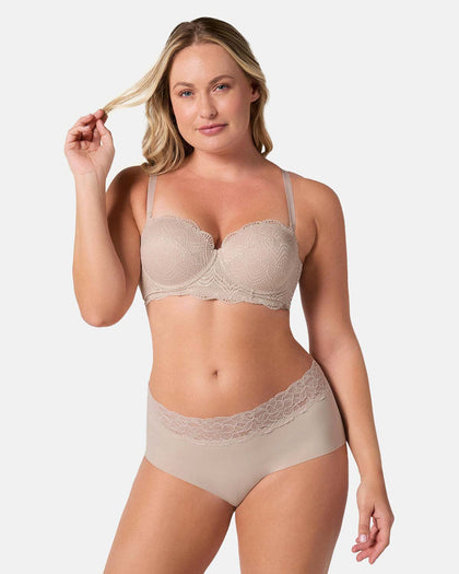 Panty hípster en tela ultraliviana con franja de encaje