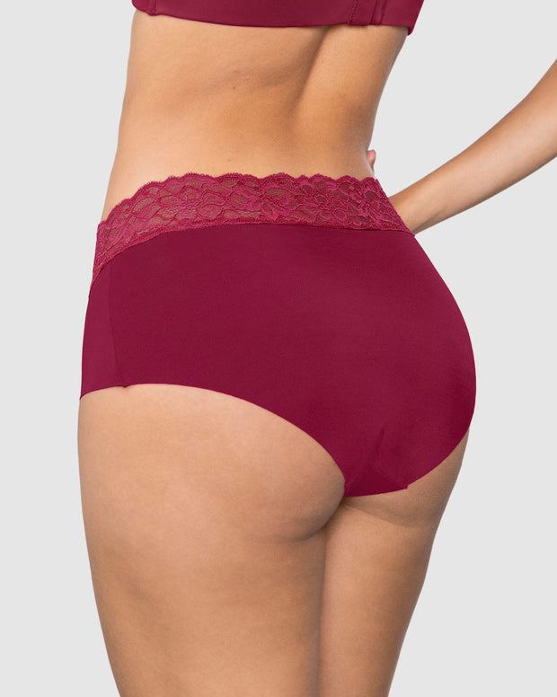 Panty hípster en tela ultraliviana con franja de encaje
