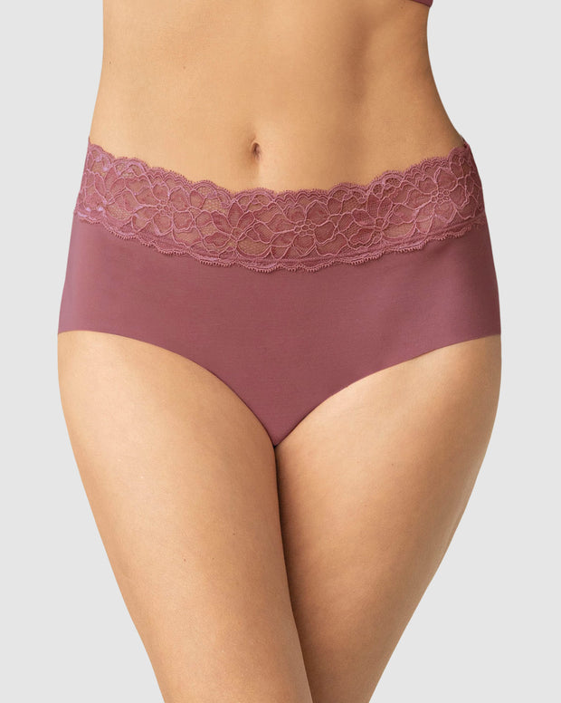 Panty hípster en tela ultraliviana con franja de encaje