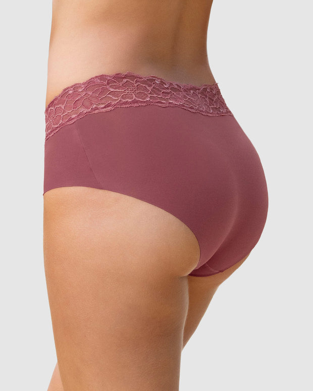 Panty hípster en tela ultraliviana con franja de encaje