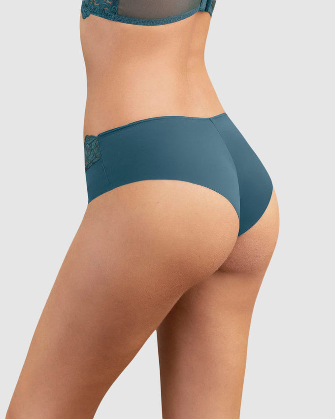 Sexy panty cachetero en tela ultraliviana con encaje comodidad total#color_541-azul-petroleo