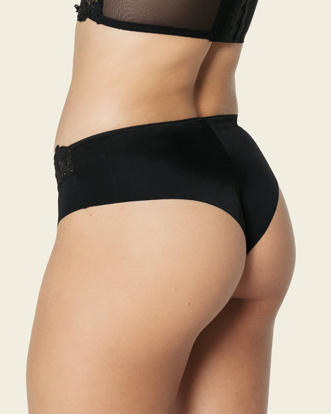 Panty cachetero en tela ultraliviana con encaje#color_700-negro