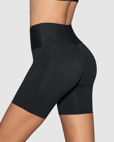 Short de compresión moderada aspecto invisible con fajón antideslizante#color_700-negro