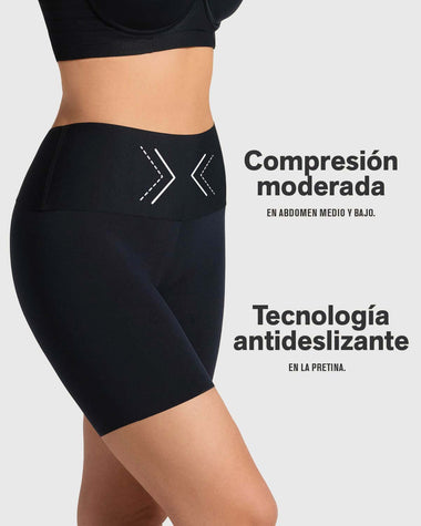 Short de compresión moderada aspecto invisible con fajón antideslizante#color_700-negro