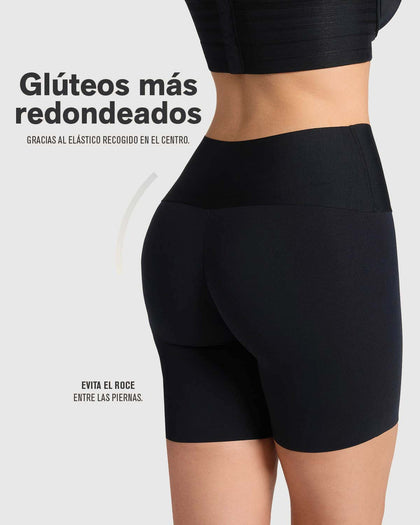 Short de compresión moderada aspecto invisible con fajón antideslizante#color_700-negro
