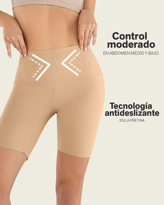 Short de control moderado aspecto invisible con fajón antideslizante#color_801-cafe-medio