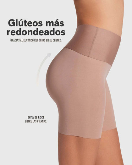 Short de compresión moderada aspecto invisible con fajón antideslizante#color_857-cafe-medio