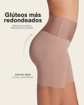 Paquete x 2 shorts de control moderado aspecto invisible con fajón antideslizante#color_s01-cafe-medio-negro