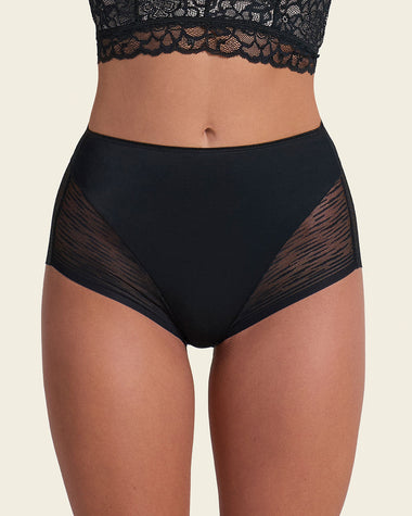 Panty faja clásico invisible con transparencias en glúteos y laterales#color_700-negro