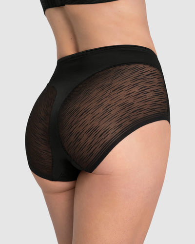 Panty faja clásico invisible con transparencias en glúteos y laterales#color_700-negro