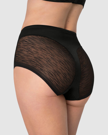 Panty faja clásico invisible con transparencias en glúteos y laterales#color_700-negro
