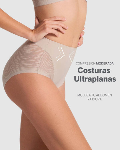 Panty faja clásico invisible con transparencias en glúteos y laterales#color_802-cafe-claro