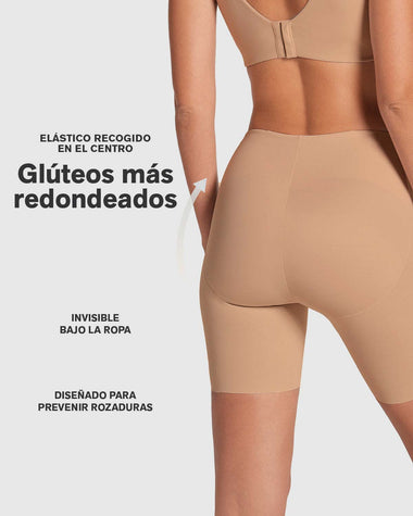 Panty short invisible de compresión de abdomen efecto levanta cola#color_801-cafe-medio
