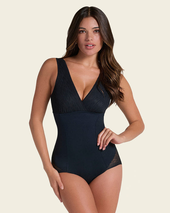Faja tipo body con bralette incorporado con compresión de abdomen#color_700-negro