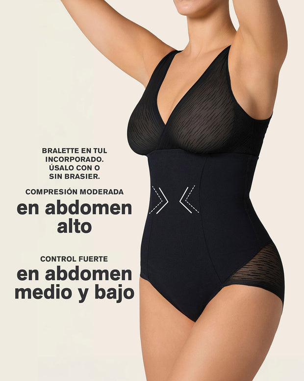 Faja tipo body de control de abdomen, bralette incorporado