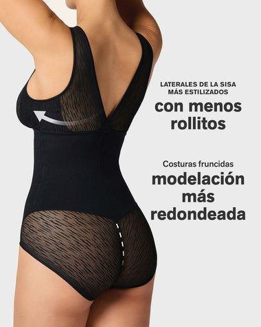 Faja tipo body con bralette incorporado con compresión de abdomen#color_700-negro