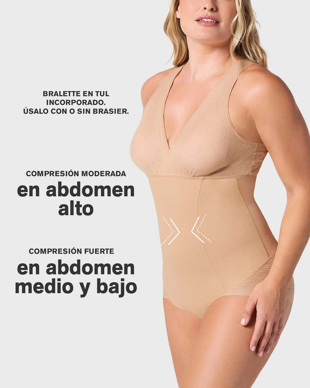 Faja tipo body de control de abdomen, bralette incorporado