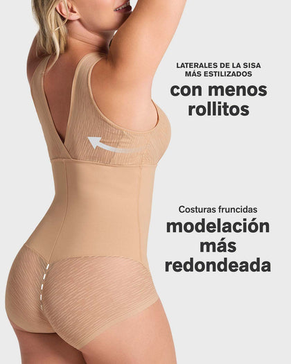Faja tipo body con bralette incorporado con compresión de abdomen#color_801-cafe-medio