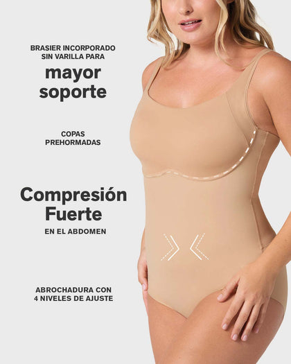 Body de compresión de abdomen con bra incorporado#color_801-cafe-medio