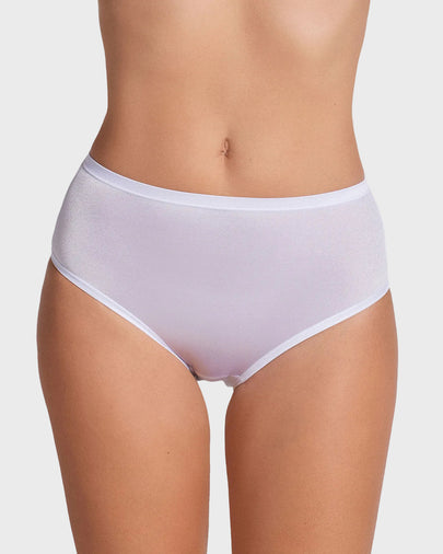 Panty clásico pierna alta con excelente cubrimiento tela suave#color_000-blanco
