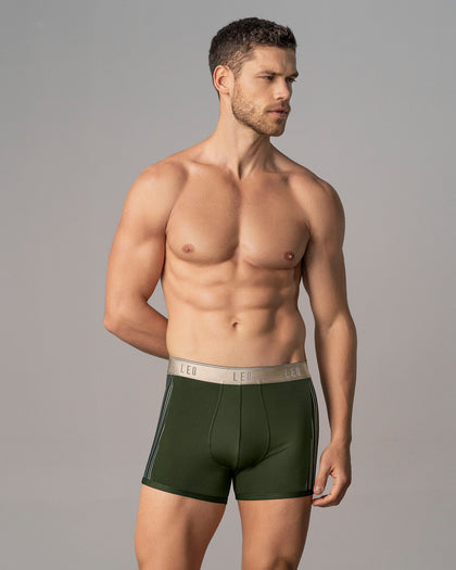 Bóxer corto con tecnología de ajuste perfecto en microfibra#color_620-verde-elastico-marfil