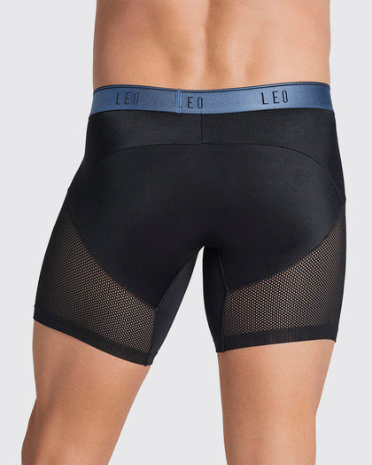 Bóxer medio de secado rápido con mallas transpirables en microfibra#color_496-negro-con-elastico-azul