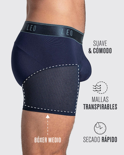 Bóxer medio de secado rápido con mallas transpirables en microfibra#color_515-azul-oscuro