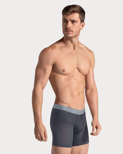 Bóxer medio de secado rápido con mallas transpirables en microfibra#color_751-gris-oscuro-elastico-gris-claro
