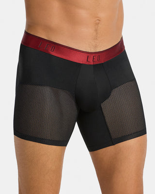 Bóxer medio de secado rápido con mallas transpirables en microfibra#color_b15-negro-con-elastico-rojo