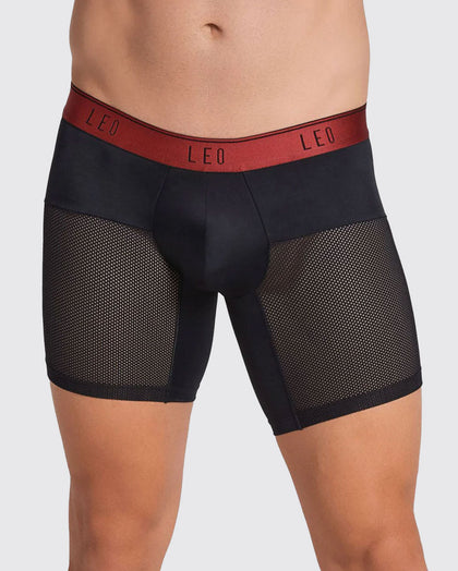 Bóxer medio de secado rápido con mallas transpirables en microfibra#color_b15-negro-con-elastico-rojo
