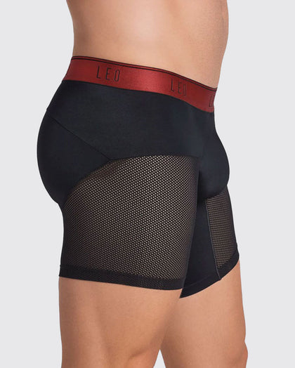 Bóxer medio de secado rápido con mallas transpirables en microfibra#color_b15-negro-con-elastico-rojo