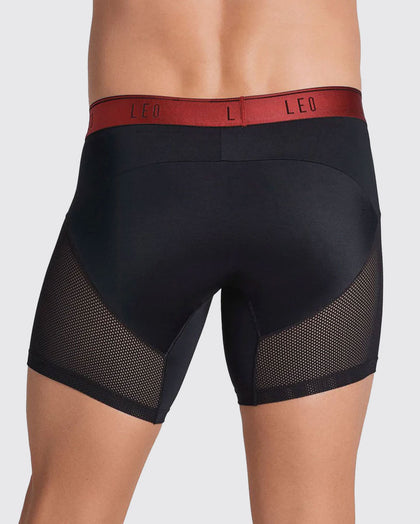 Bóxer medio de secado rápido con mallas transpirables en microfibra#color_b15-negro-con-elastico-rojo