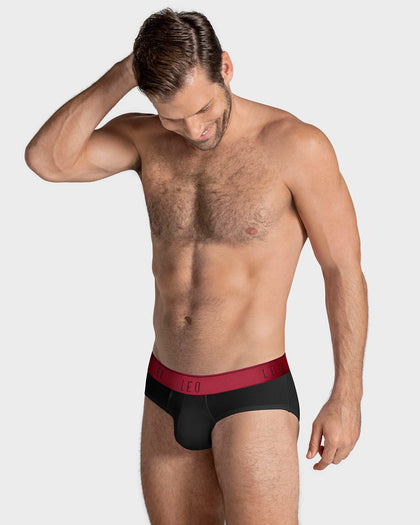 Bóxer brief de alta transpiración en microfibra ideal para uso diario#color_079-negro-elastico-rojo