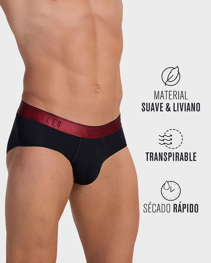 Bóxer brief de alta transpiración en microfibra ideal para uso diario#color_079-negro-elastico-rojo