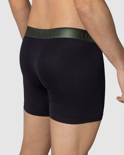 Bóxer medio diseño ergonómico ultrafresco y cómodo en microfibra#color_496-negro-elastico-verde