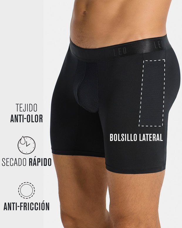 Bóxer deportivo con bolsillo lateral en microfibra