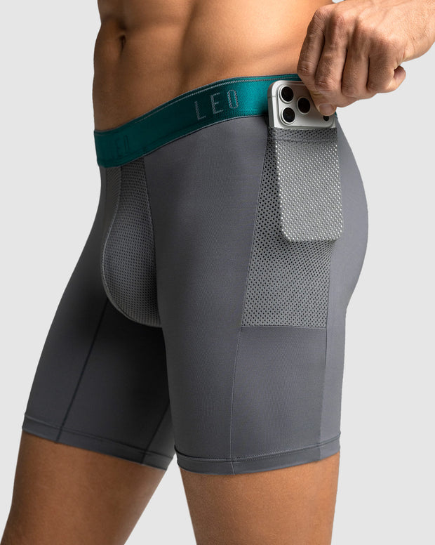 Bóxer deportivo con bolsillo lateral en microfibra
