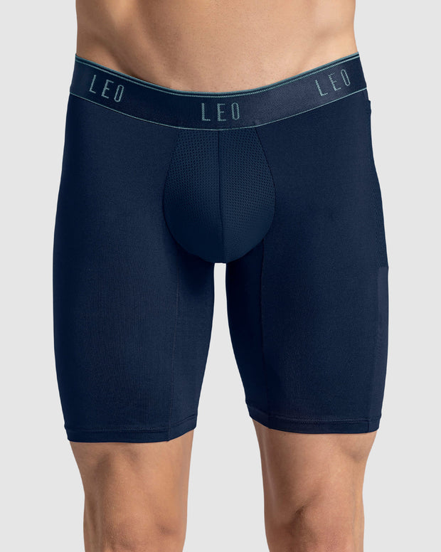 Bóxer deportivo largo con bolsillo lateral en microfibra