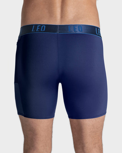 Bóxer deportivo largo con bolsillo lateral en microfibra#color_536-azul-oscuro