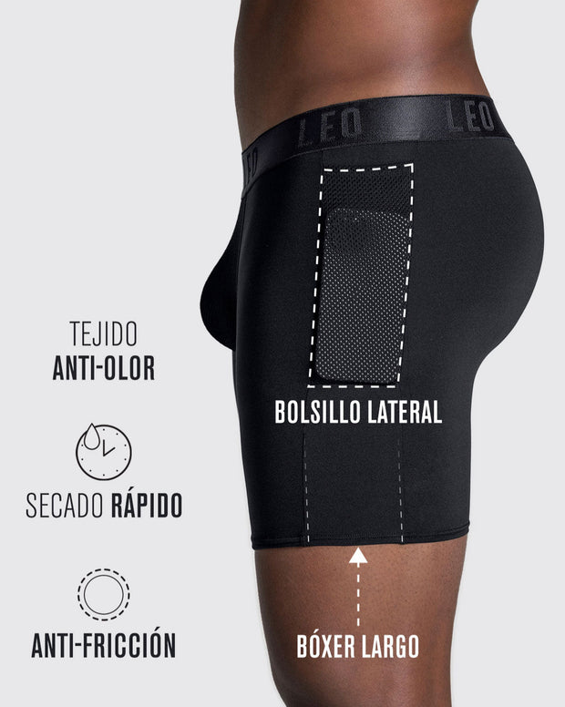 Bóxer deportivo con bolsillo lateral en microfibra