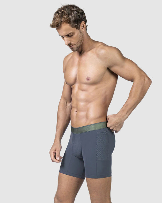 Bóxer deportivo con bolsillo lateral en microfibra