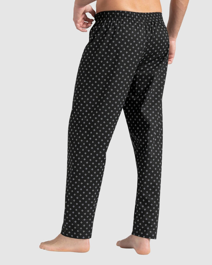 Pantalón largo en algodón cómodo y funcional para hombre#color_074-negro-estampado-rombos